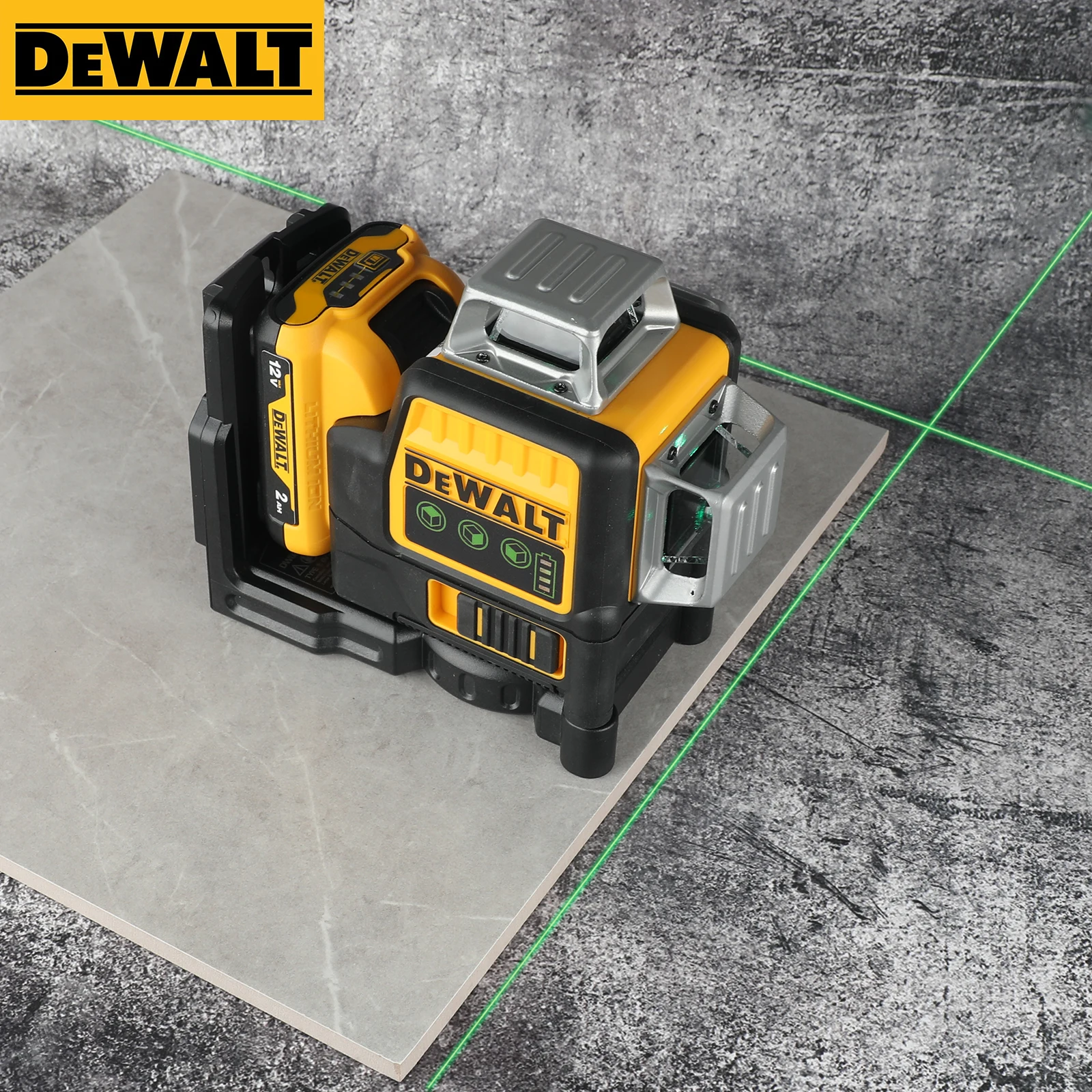 DEWALT DW089LG 3 الجانبين * 360 درجة مقياس الليزر العمودي في الهواء الطلق المستوى الذاتي التسوية الأخضر شعاع الليزر 12 فولت بطارية ليثيوم أيون الليزر