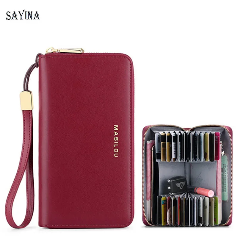 

Genuine Leather Wallet for Women Clutch Bag Female Card Purse Long Money Bag Zipper Coin Wallet Bee Luxury Designer Wallet Women