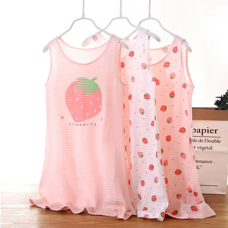 new delivery children clothes baby summer vest pajama Nightdress  soft home clothes  students 100-160 3-11year cotton cartoon