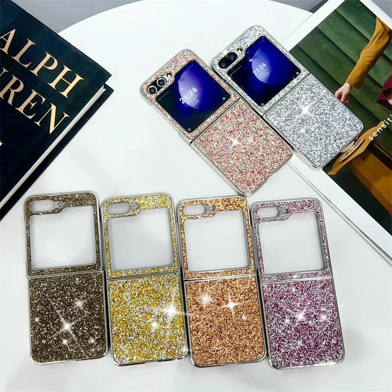 

Electroplating Water Diamond Phone Case for Samsung Galaxy Z Flip 6 5 4 3 Flip6 Flip4 Flip4 Flip3 5G Hard Shell Shockproof Cover