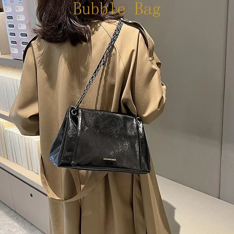 2023 New Vintage Shoulder Bag Large Capacity Fashion Crossbody Bags for Women Solid Pu Leather Ladies Handbags