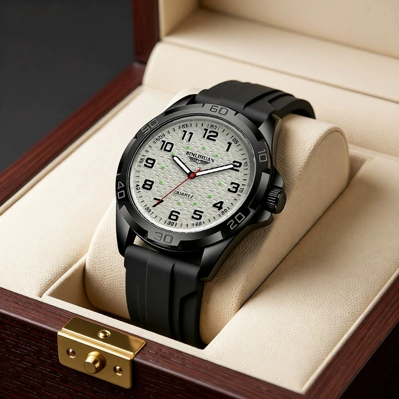 New Fashion Luxury Man Silicone Watch Business Leather Watch Men High Quality Sports Quartz Watches Students Wristwatches Gifts