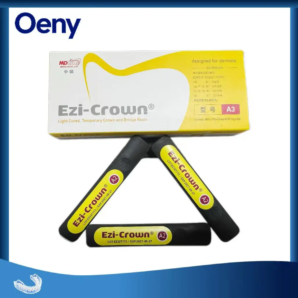 

Dental A1/A2/A3 temporary crown and bridge resin material Ezi crown light-cured temperature inlay lining dental material