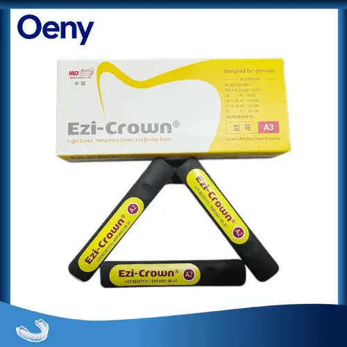 Corona temporal Dental A1/A2/A3 y material de resina de puente, corona Ezi, revestimiento de incrustación de temperatura curada por luz, material dental