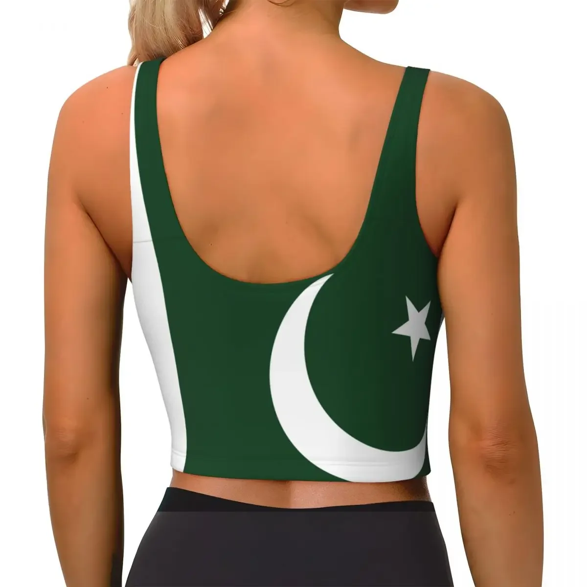 ヨガベスト女性ジムスポーツクロップトップスパキスタン国旗ストリートワークアウト通気性タンクトップ女性