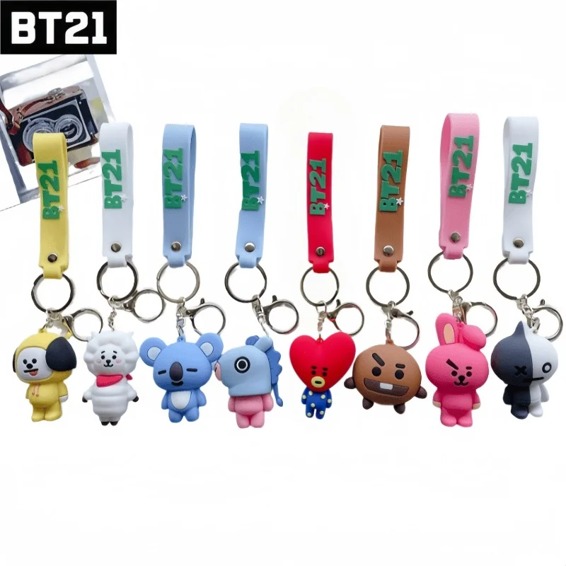 

7cm Cartoon BT21 Doll Keychain Anime Cute COOKY CHIMMY Desktop Toys Student Backpack Keychain Holiday Gifts