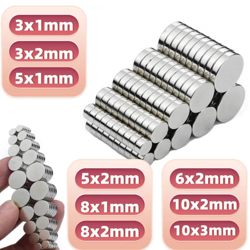 3x1 3x2 5x1 5x2 8x1 8x2 10x2 10x3 Strong Round Magnets for Fridge, DIY, Projects, Science, Office