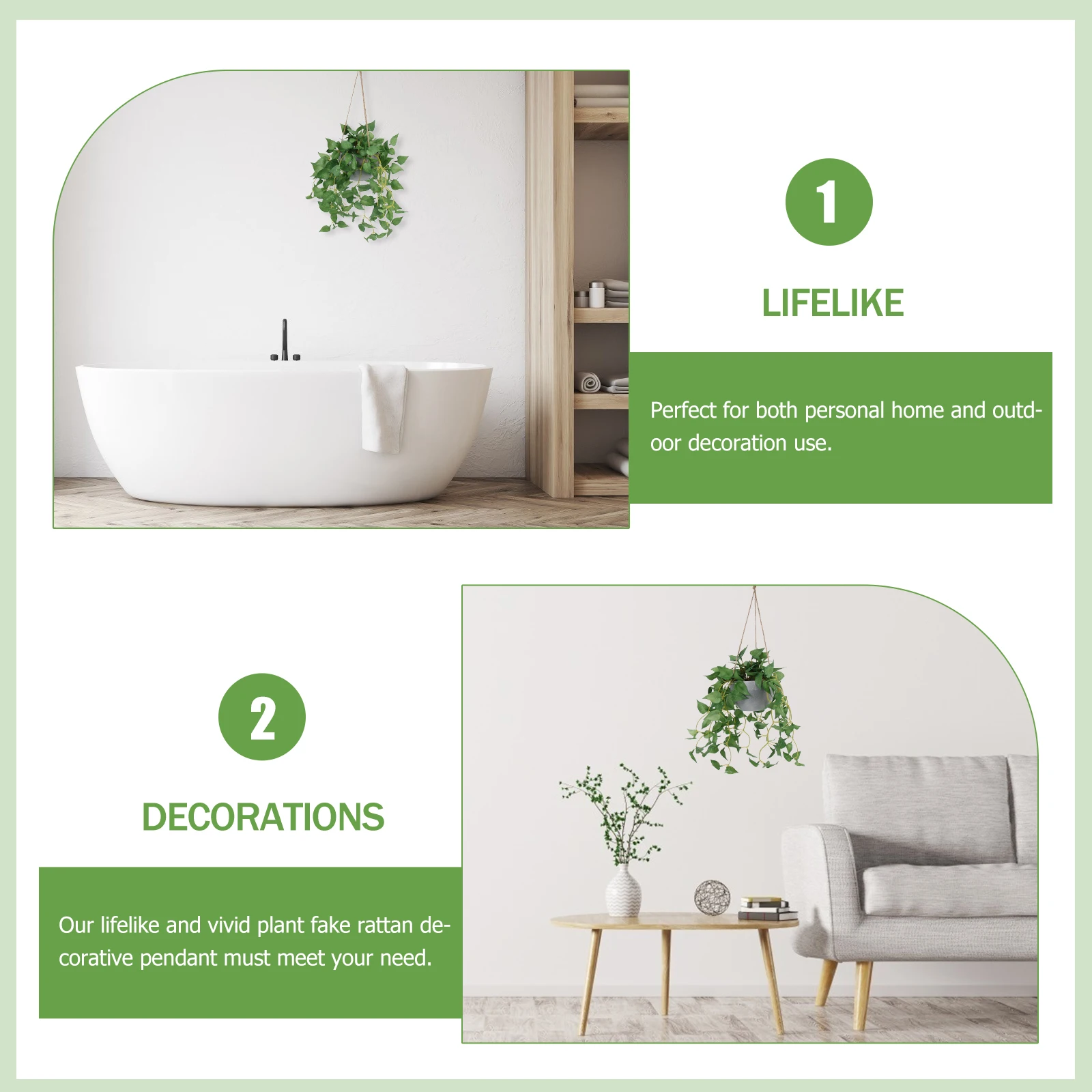 

Elegant Plastic Rattan Pendant Lifelike Artificial Vine Plant Wall Mounted Fake Flower Decor For Indoor Outdoor Decoration