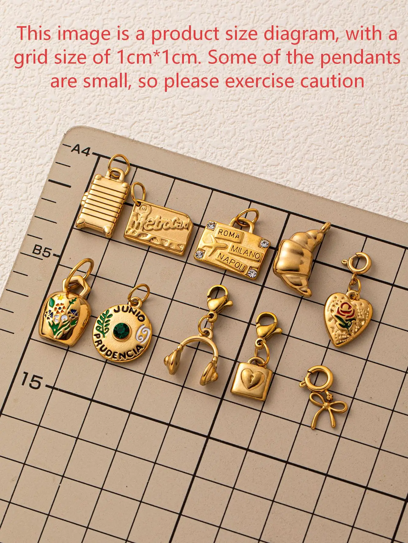 Edelstahl Mode DIY Liebes-Schleifen-Serie Anhänger PVD-beschichtet 18K Goldfarben-Schutz – Detail 2