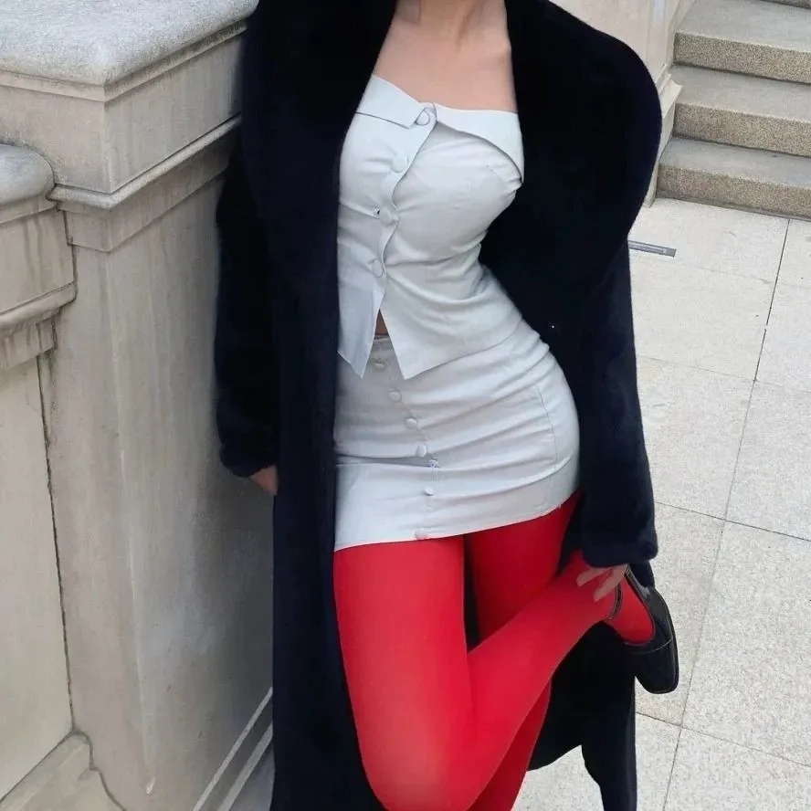 Red Sexy Tights Women Smooth Thin Slim Stocking High Waist Transparent Pantyhose High Elasticity One Piece Ultra Thin Stockings