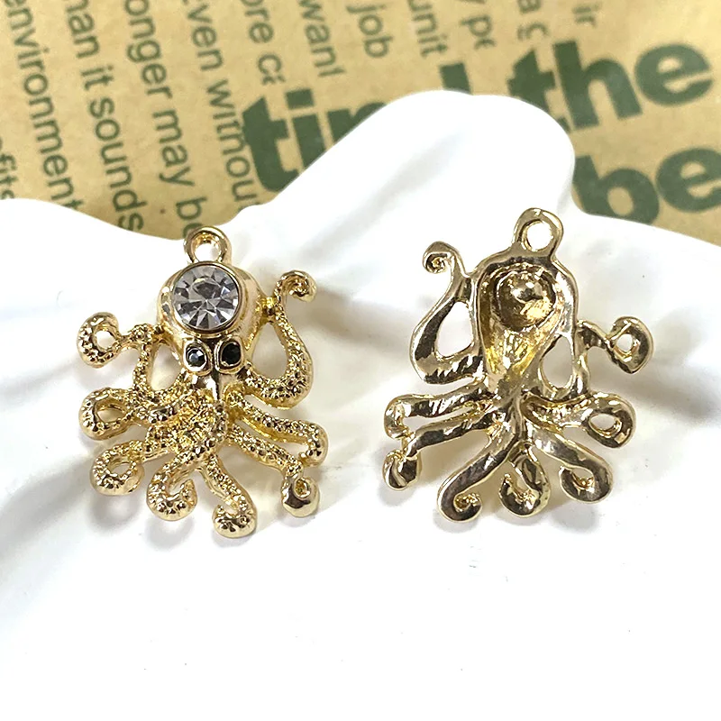 10pcs Marine Animal Rhinestone Octopus Alloy Charms Hot Women Jewelry Make DIY For Earring Necklace Pendant Accessory