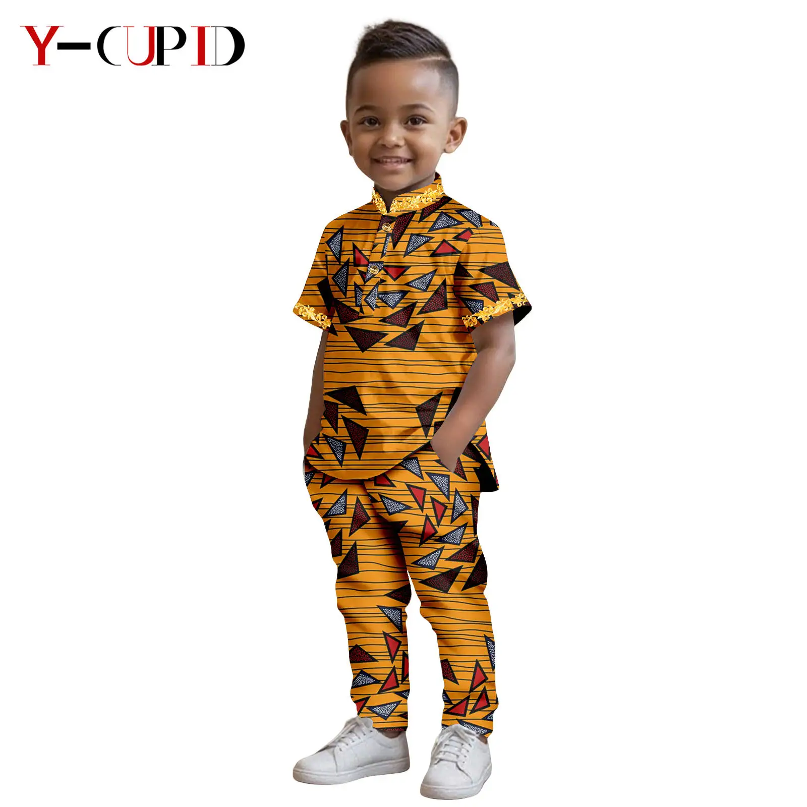 

Африканская одежда Dashiki для детей, комплекты верхней рубашки и брюк с принтом и аппликацией Bazin Riche, детская верхняя одежда, костюмы, наряды для мальчиков 2546018