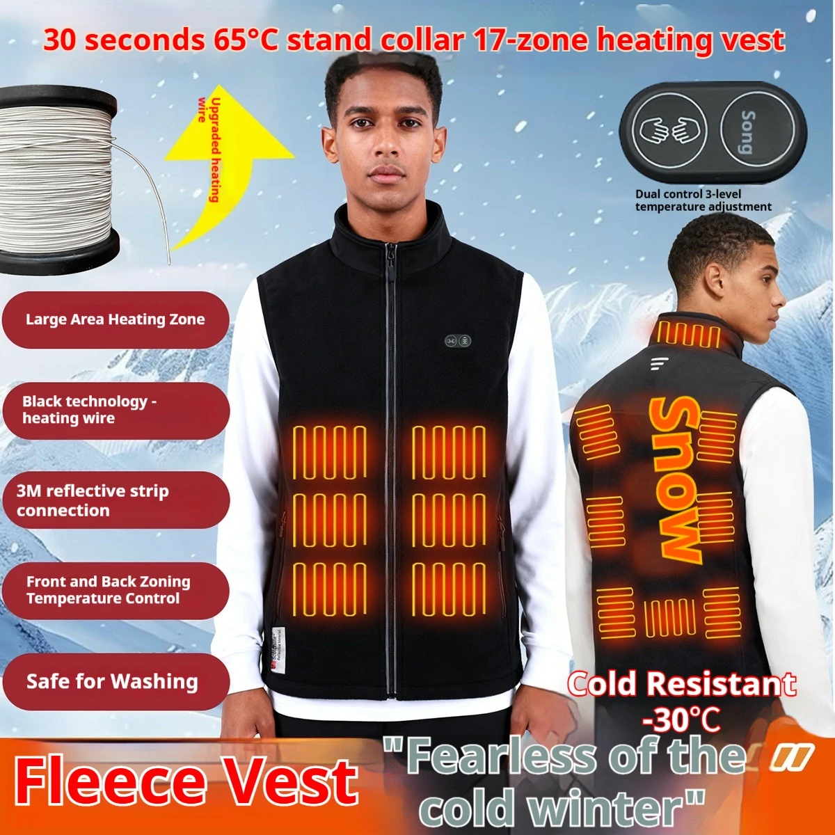 

2025 New Smart Heating Vest Men Women Electric Thermal Underwear Winter Warm Auto Heat Insulation Fleece Lined Waistcoat