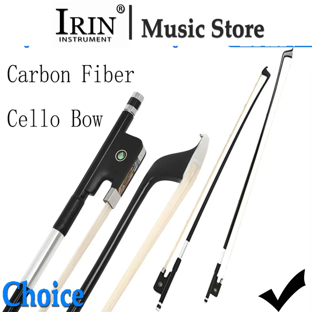 IRIN Black Carbon Fiber Cello Bow High Quality Ebony White Cello Bow Hair Cello Pro String Instrument Accessory