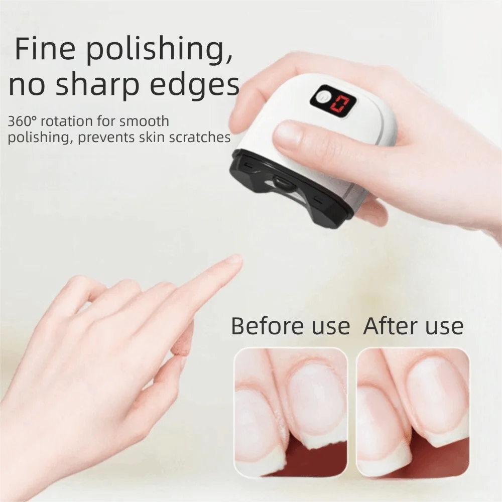 Rechargeable Electric Nail Clippers LED Light Anti-Splash Mini Nail Cutter 3 Speeds Anti-clamping Baby Nail Grinder For Elders