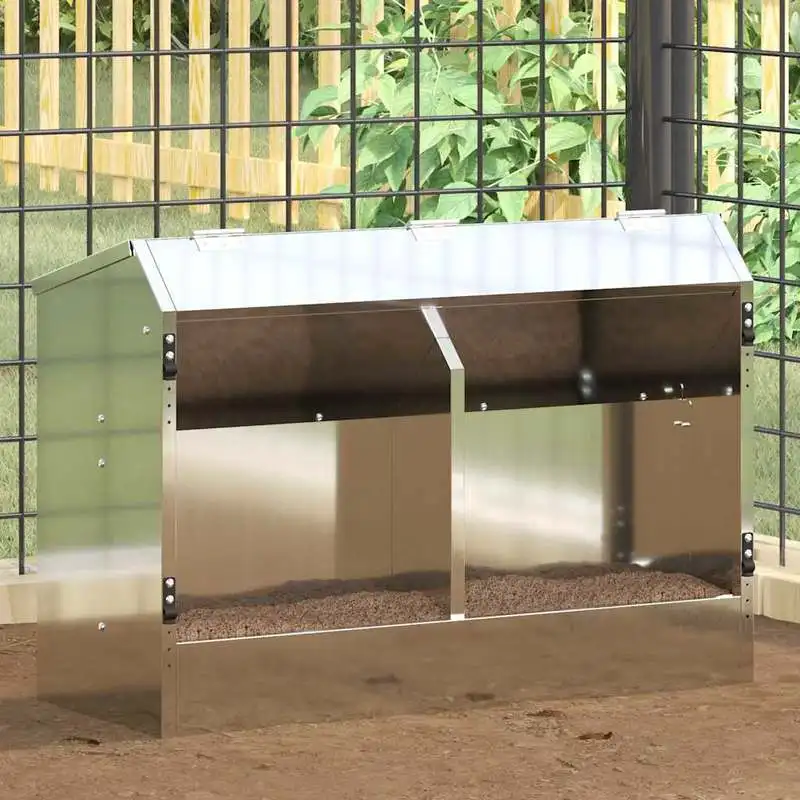 Distributeur pour lapins Argent 64.5 x 25.5 x 45.5 cm, robuste et facile à nettoyer