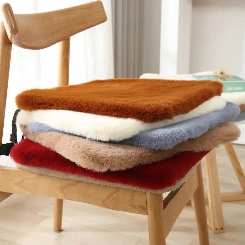 Thickened Plush Chair Cushion Square Mat Soft Padded Non-slip Cushion Pad Office Home Stool Pad Sun Lounge Seat Mat Warm Cushion