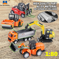 HUINA 1:80 Alloy Excavator Bulldozer Dump Truck Road Roller Diecast Engineering Car Model Simulation Construction Vehicle Xmas