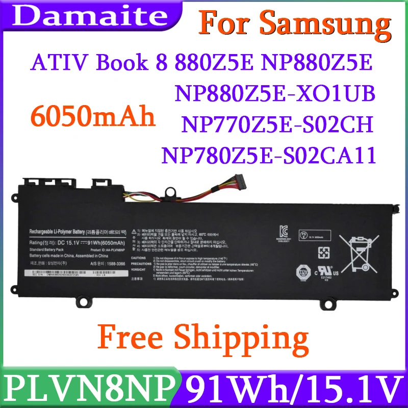 

AA-PLVN8NP Laptop Battery For Samsung ATIV Book 8 Touch 780Z5E 780Z5E-S01 NP780Z5E 870Z5G NP870Z5G 870Z5E NP770Z5E-S02CH 91WH