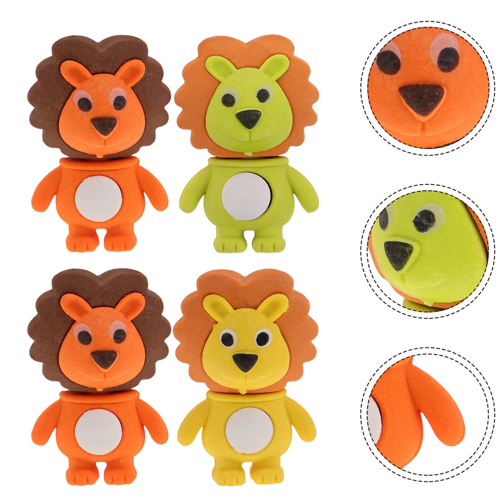 18 Pcs Erasers Cute 3D Cartoon Stationery Gifts Kids Students School 3D Animals Erasers Supplies TPR Non Fading
