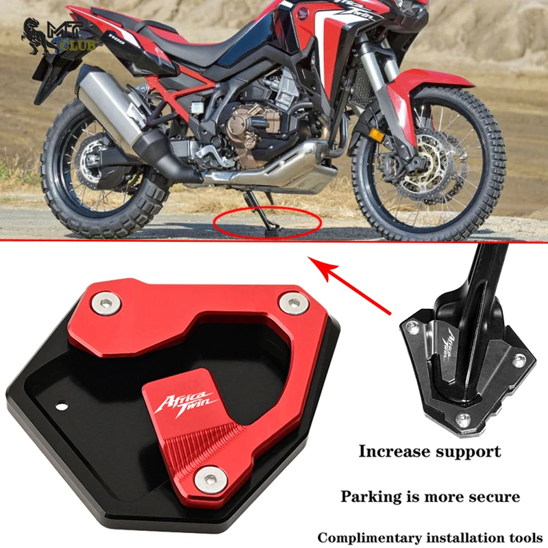 

For HONDA Africa Twin CRF1000L Africatwin 1000 L Motorcycles Side Stand Enlarger Plate Kickstand Extension Pad & Tire Valve Cap