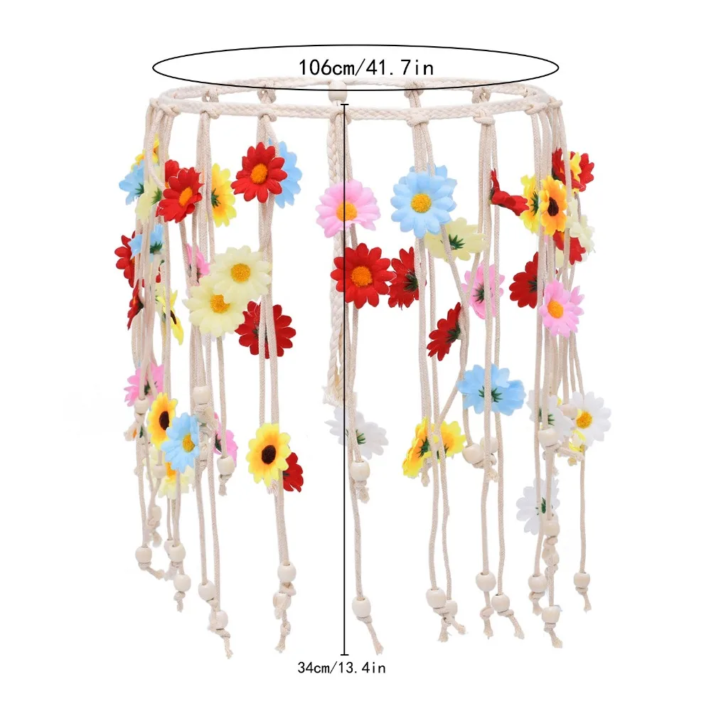 Bloemen Zonnebloem Kwastje Riem Vintage Jeans Decor Daisy Tailleband Houten Kralen Kleurrijke Boheemse Taille Ketting Jurk Decoratie