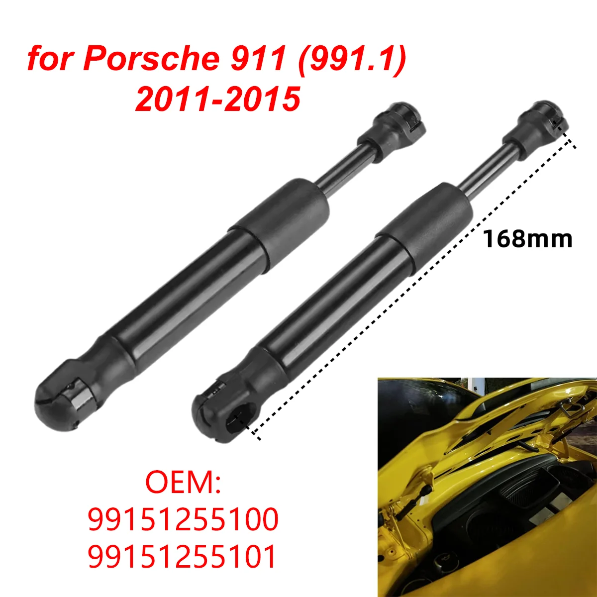 2Pcs 99151255101 for Porsche 911 (991.1) 2011-2015 Car Rear Engine Bonnet Hood Gas Struts Damper Shocks Lift Support Rods