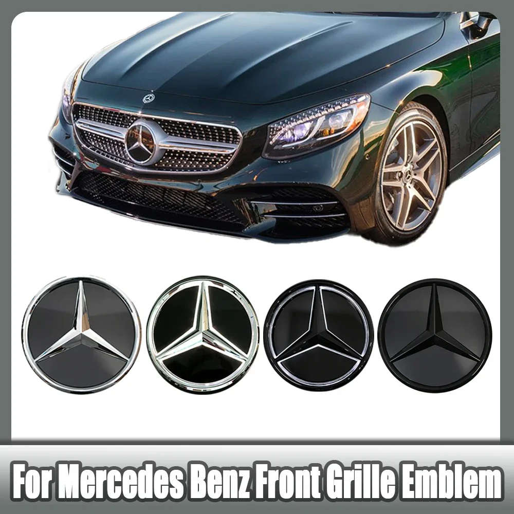 

Chrome Silver And Glossy Black Car Front Grilled Star Emblem Illuminated Logo For Mercedes Benz C A S SL CLA CLS GLA GLB Class