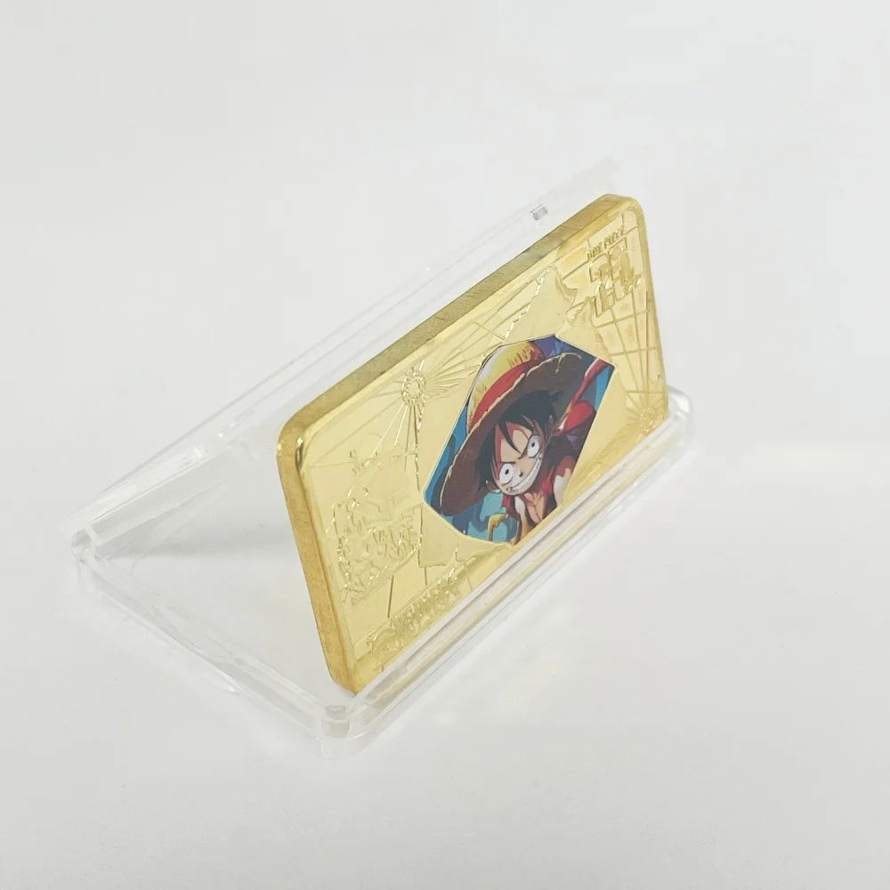 رائجة البيع عيد الميلاد قطعة واحدة لوفي زورو المروحية مطلية بالذهب عملة تذكارية أنيمي تحصيل قضبان الذهب هدية عيد ميلاد الحاضر #4