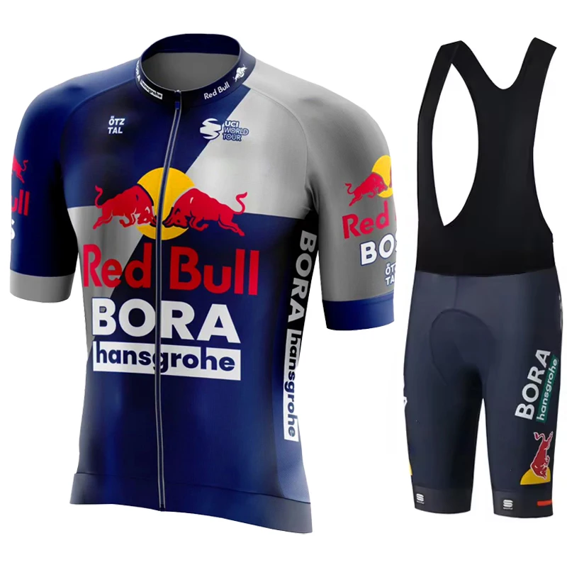 Men's Cycling Suit Man Clothing Laser Cut Red Bull Racing Bike Jersey Set Bib Mtb Road Bicycle Jerseys Cycle Spring Summer Pants