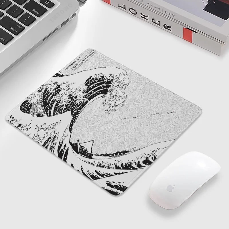 Mouse pad novo mousepads anti deslizamento dos desenhos animados gamer preto e branco cinza arte estética tapete decoração do escritório mouse pad