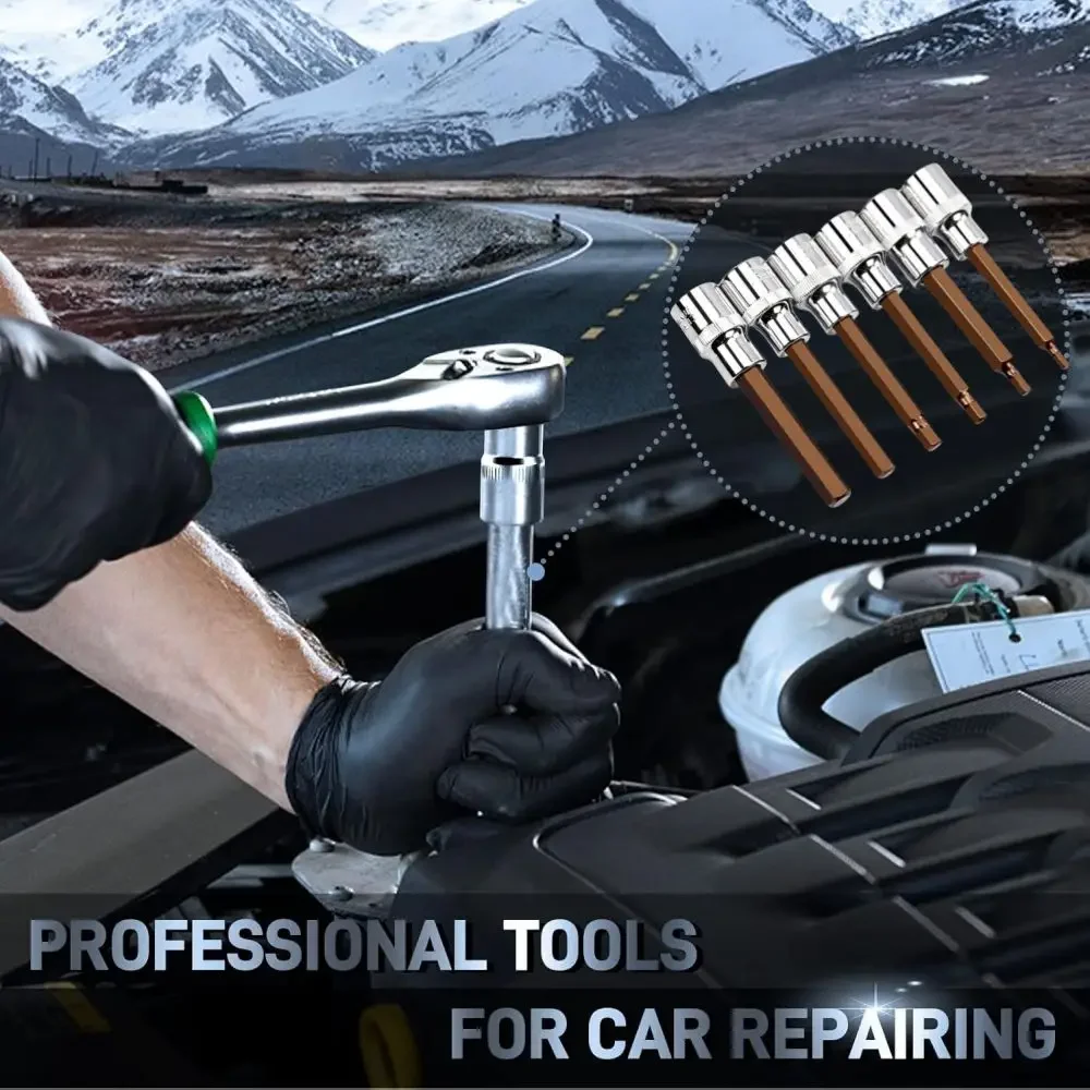 1/2‘ Drive Hex Bit Sockets 4-14mm Durable DisassemblyTool Socket Metric Portable Joint Hexagonal Remover Repair Tools