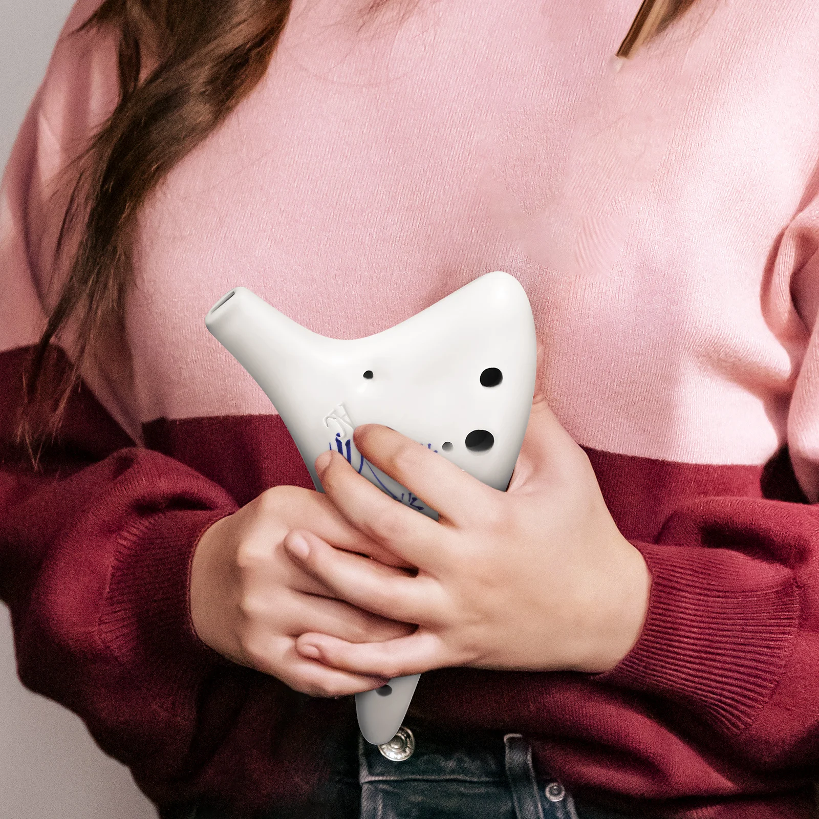 

12 Hole Alto C Ceramic Ocarina Practice Musical Instrument Ergonomic Design Clear Sound with Stand Beginner Friendly Perfect