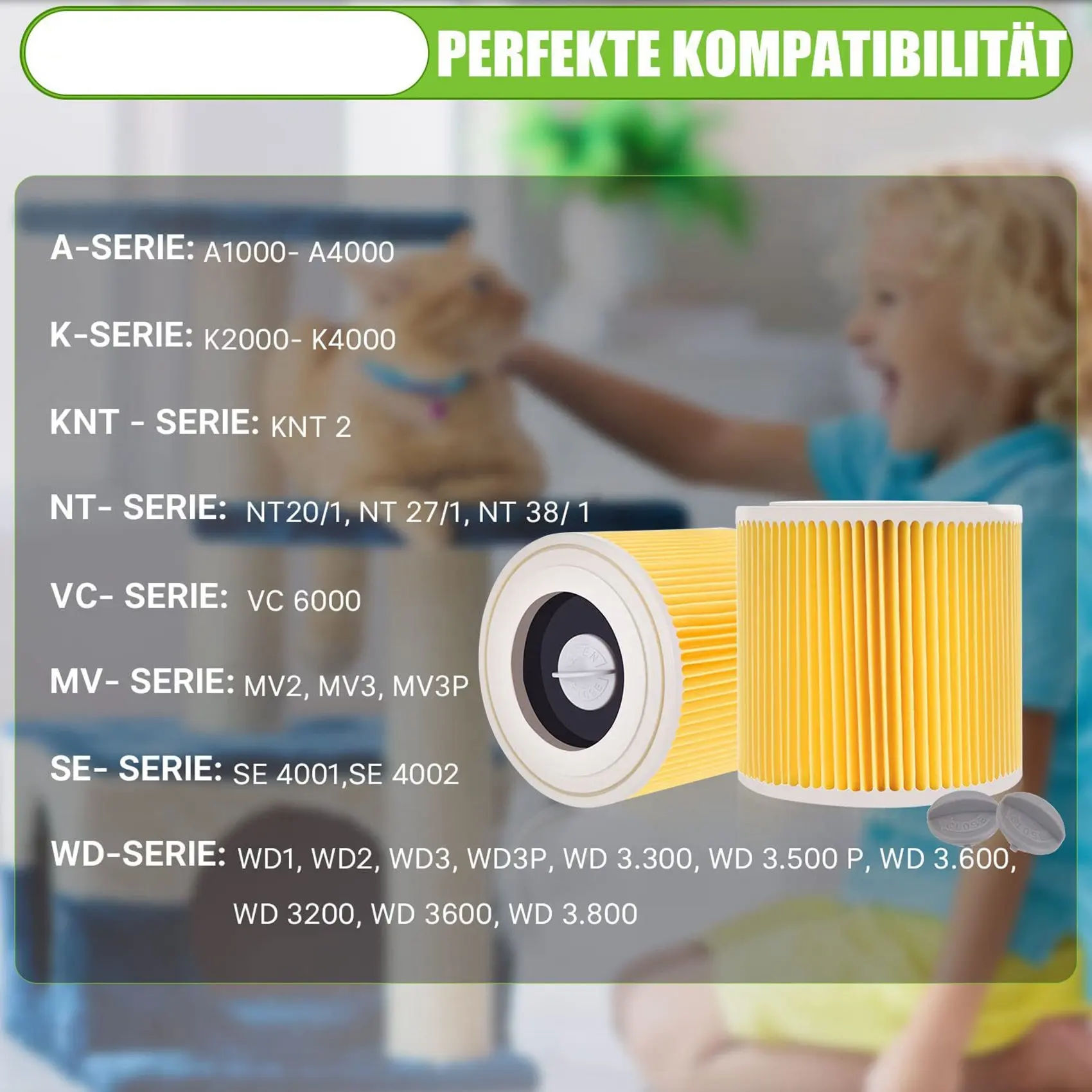 Filtre à cartouche de rechange pour aspirateur KaRcher, filtre pour Wwiches Premium, WD3, WD3P, WD3, MV2, MV3