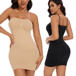 Vestido ajustado sin tirantes para mujer, ropa interior de compresión suave, moldeador de cuerpo, cintura adelgazante, hombros descubiertos