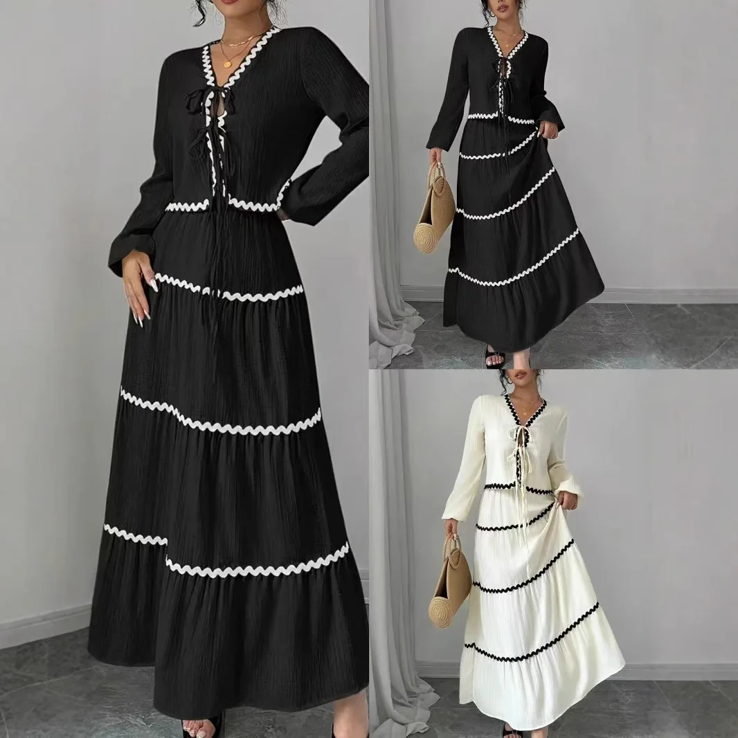 

Women Dress Sets Two Pieces Blouses Lantern Sleeve Tops Zipper Fly Skirts Ankle Length Skirt Casual Loose Fit Autumn 2025