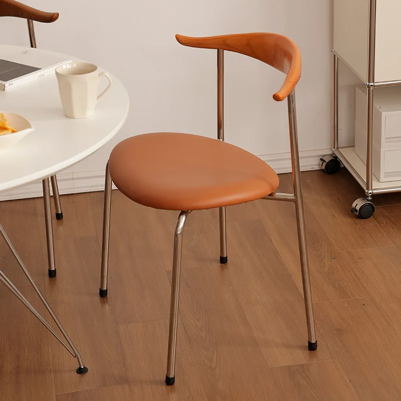 Nordic stainless steel dining chair sedentary office chair medieval dining table and chair home restaurant