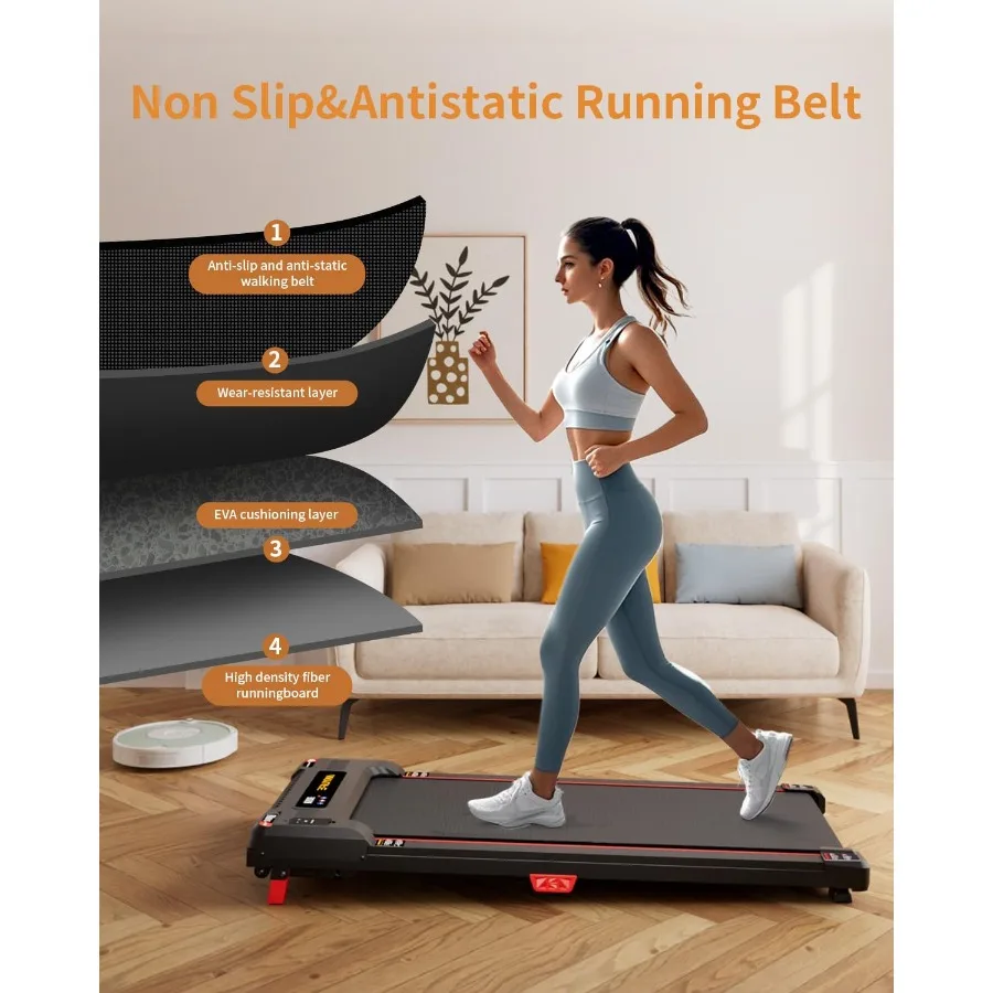 وسادة مشي مدمجة تحت المكتب للاستخدام المنزلي بسعة وزن 330 رطل، جهاز مشي محمول مع محرك 2.5 حصان، وسادة جري صغيرة