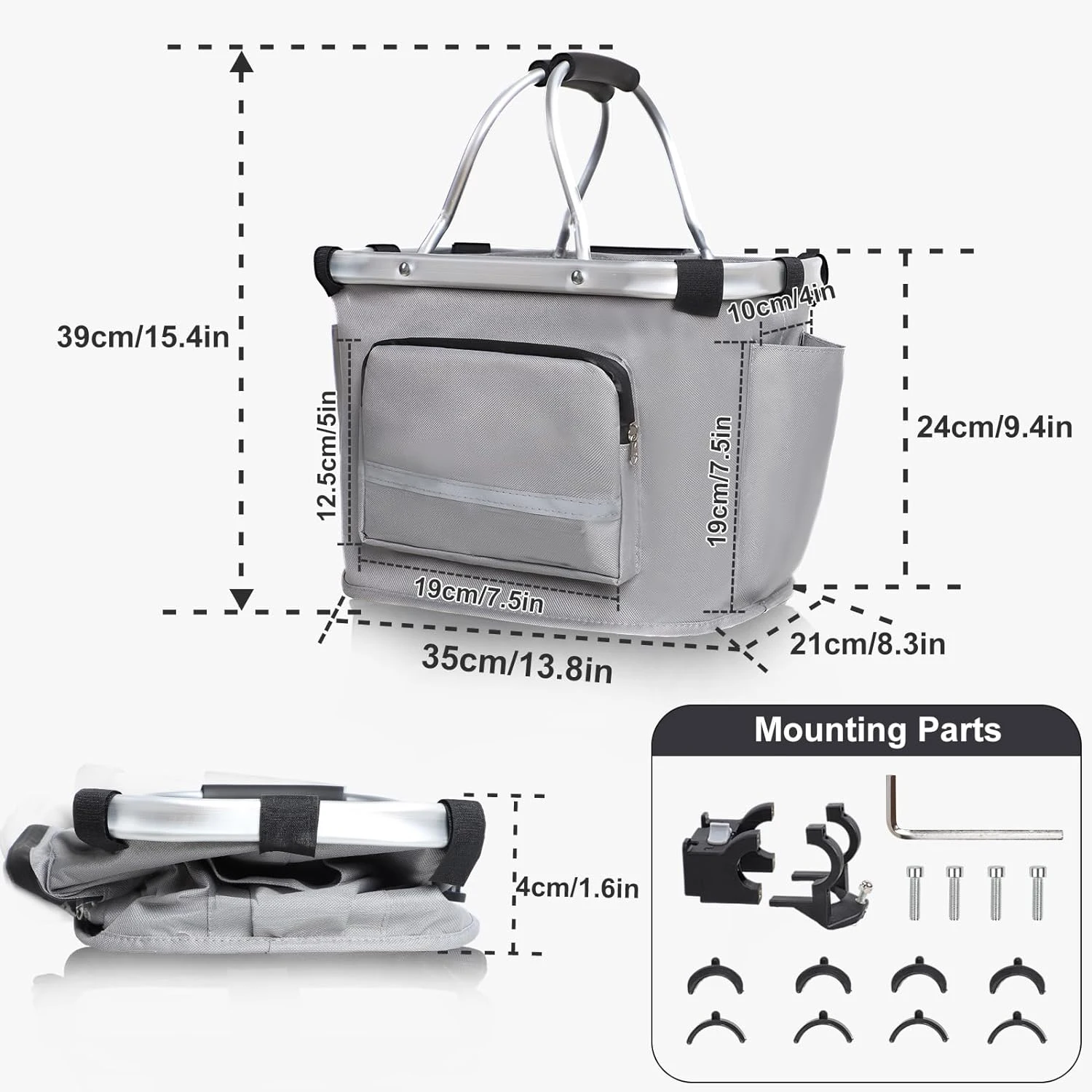 Detachable Bike Basket, Multi-Purpose Bicycle Front Basket for Pet, Shopping, Commuting, Camping and Outdoor