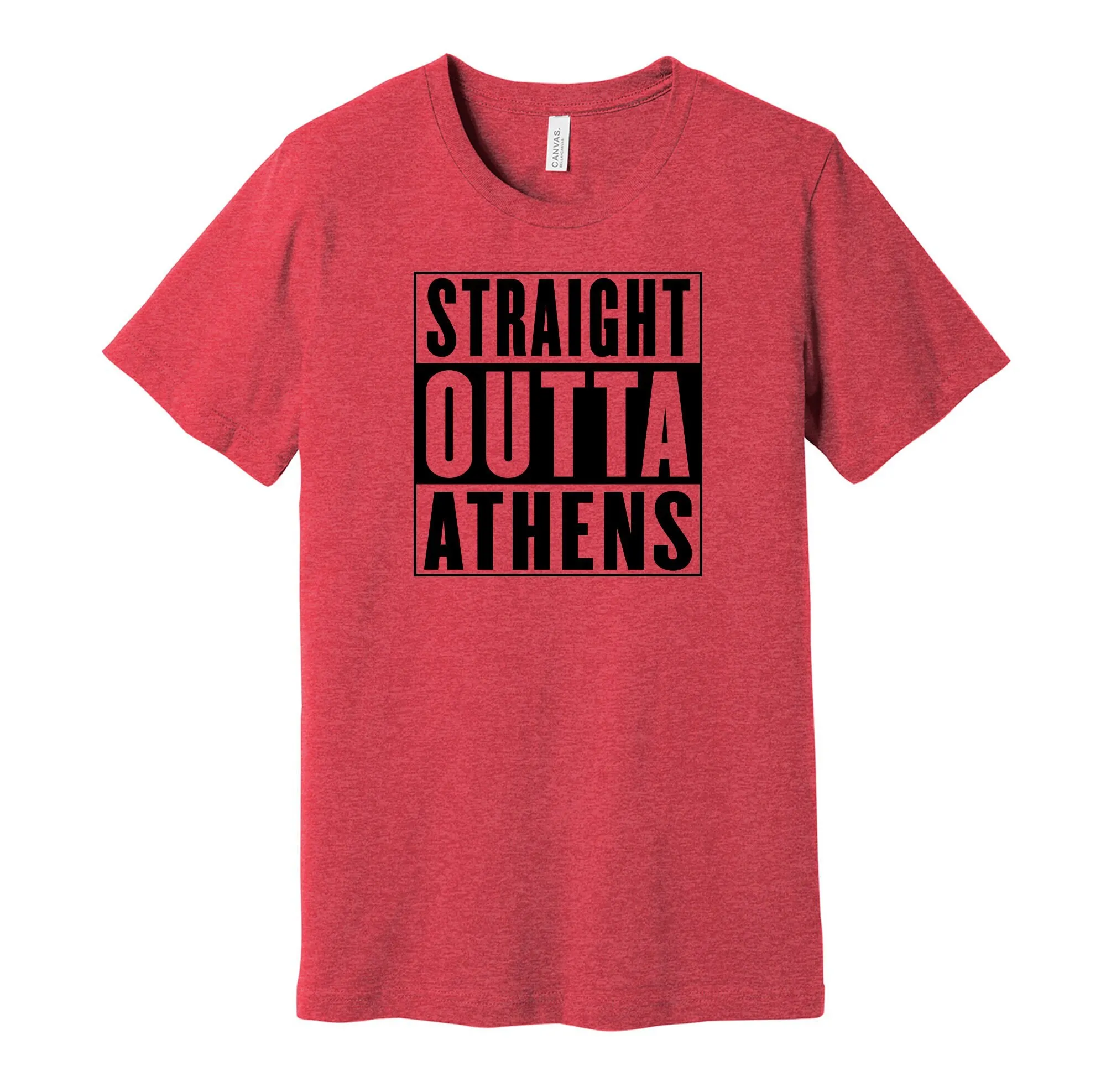 Straight Outta Athens Hip Hop Parody T Shirt Black Red Resident Local Love S M L Xl Xxl 3Xl Multiple Color Choices