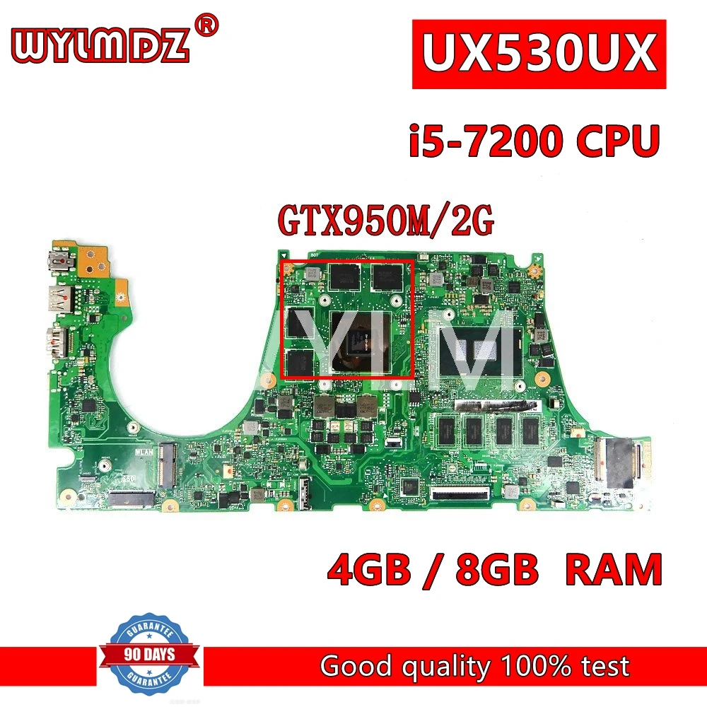 UX530UX i5-7200U CPU 8GB RAM GTX950M/2G GPU Laptop Mainboard For Asus ZenBook UX530 UX530U UX530UX UX530UQ  Motherboard