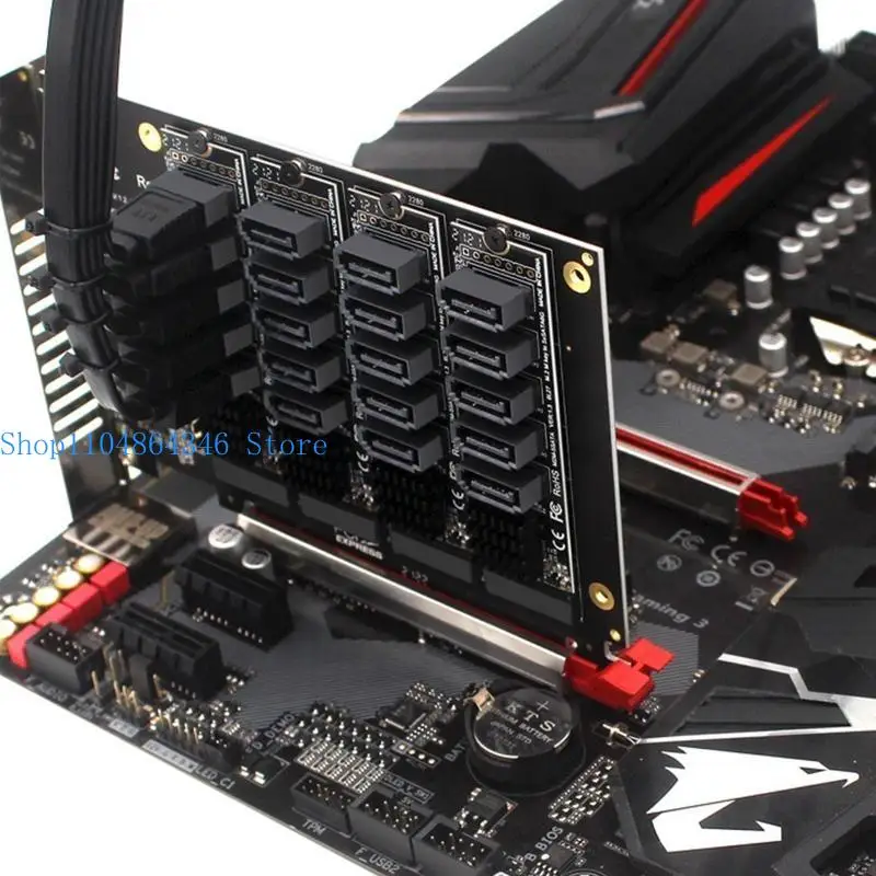 5asd 20 Port NVMe PCI-E X16 Adapter for M.2 NVMe SSD to 4x32Gbps PCIE Adapter for 2230-2242/2260/2280 Support for RA