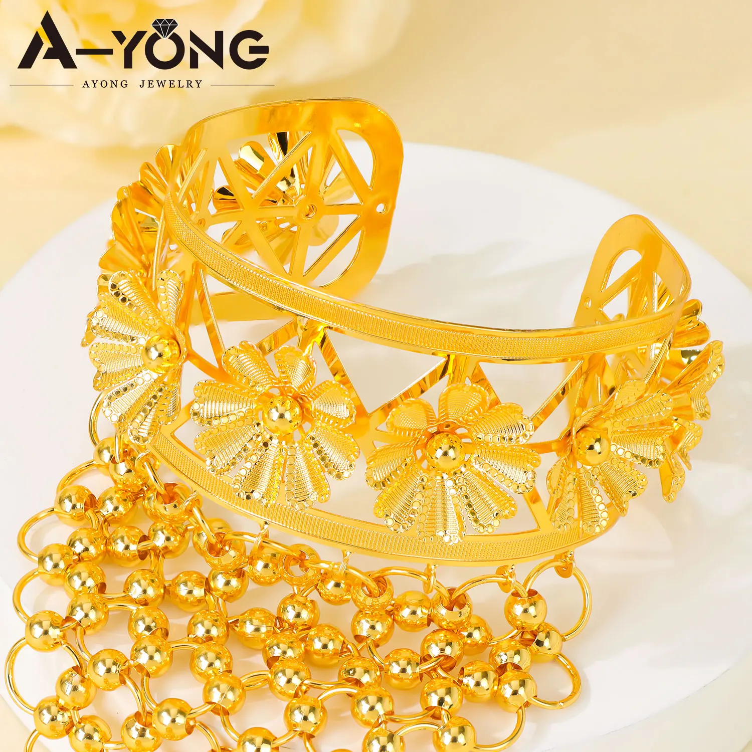 Äthiopisches Brautschmuck-Set Habesha Mode Hohles Armband mit Ring Ohrringe Afrikanischer Damenschmuck für Veranstaltungen und Partys – Detail 13