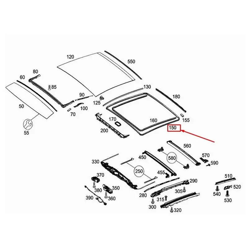Sunroof Glass Center Seal 2137820300 For Mercedes E300