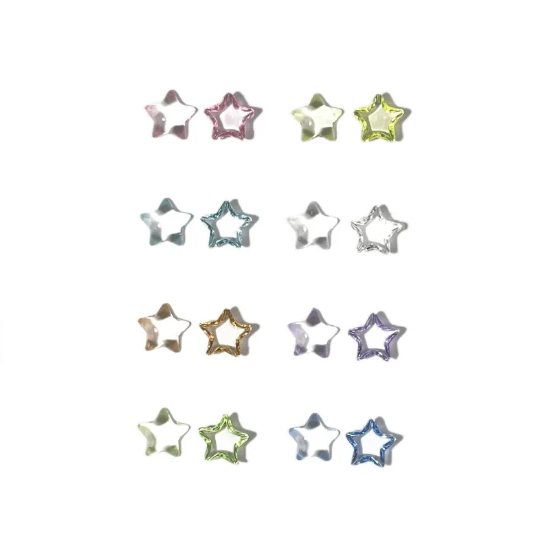 50pcs 10x10mm Star Flat Back Gems DIY Nail Decoration Nail Art Supplies Five-pointed Star Nail Charms Resin Nail Art Rhinestone