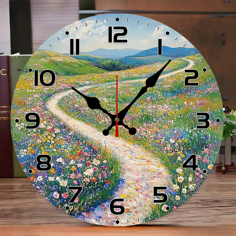 ساعة حائط معلقة صامتة مستديرة خشبية على شكل زهرة، مناسبة لغرفة المعيشة والمكتب وغرفة الدراسة وغرفة النوم وديكور المنزل