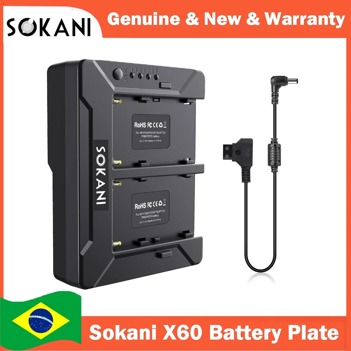 【DO BRASIL】Sokani X60 Battery Adapter Plate D-tap Output for Sony NP- F750  F970 for Sokani X60 Mini X60 RGB LED Video Light