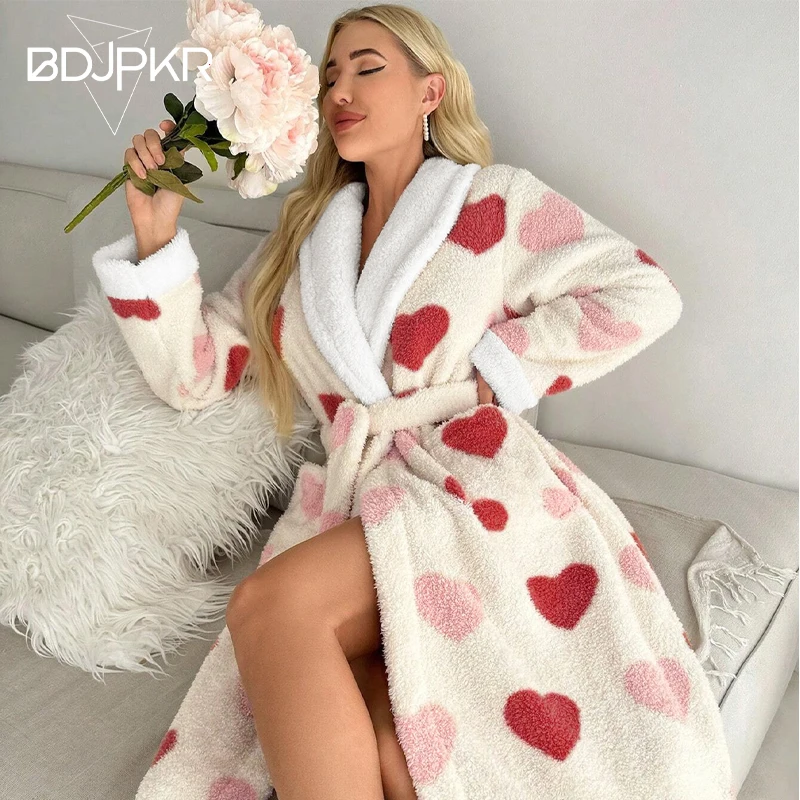 

Autumn And Winter Double-Sided Velvet Bathrobe, Women's Sleepwear, Home Wear, Casual Nightgown, Outer Wear, Thick YCF