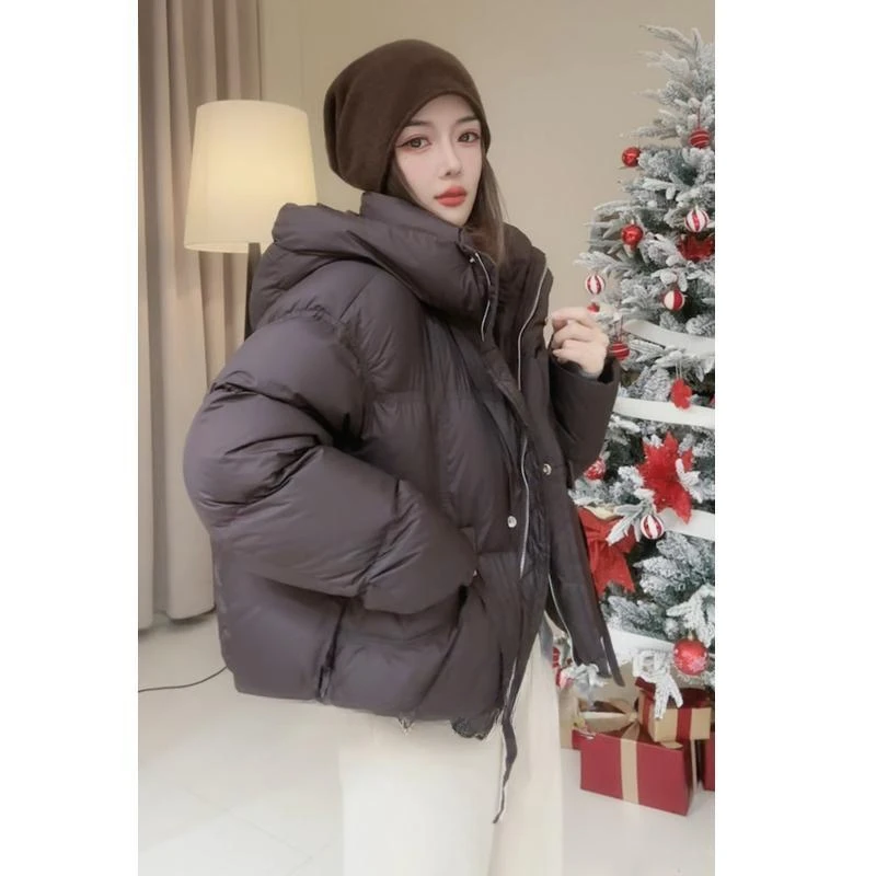 Winter Jacket for Women Lightweight White Duck Down Jacket Short Ashion Hooded Thick Warm Parkas  Loose Casual Women\'s Clothing