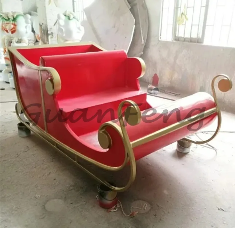 Fiberglass Waterproof Outdoor Decoration Christmas Life Size Christmas Sleigh